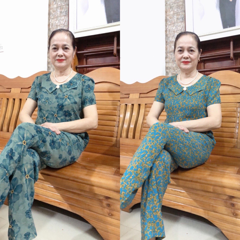 Đồ Bộ Trung Niên bộ quần dài tay cộc thiết kế chất cát lụa hàn châu CB1