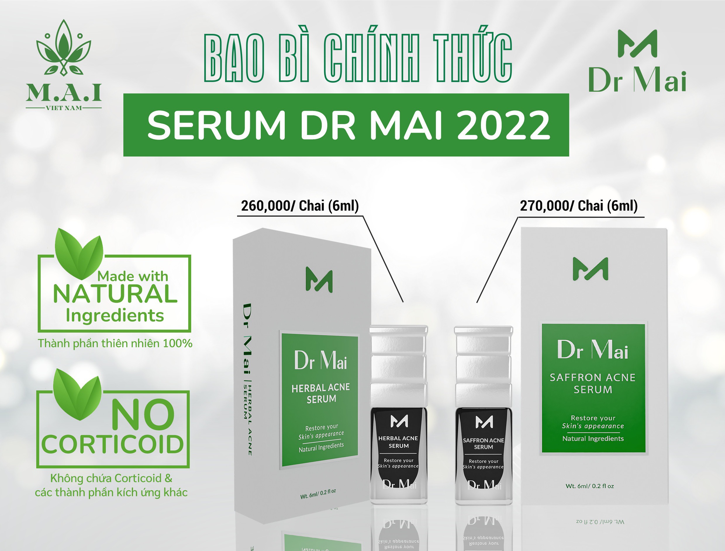Serum làm sạch mụn DR Mai Nguyên Chất, Mix Saffron 5ml, [CHÍNH HÃNG] lựa chọn hoàn hảo cho làn da mụn