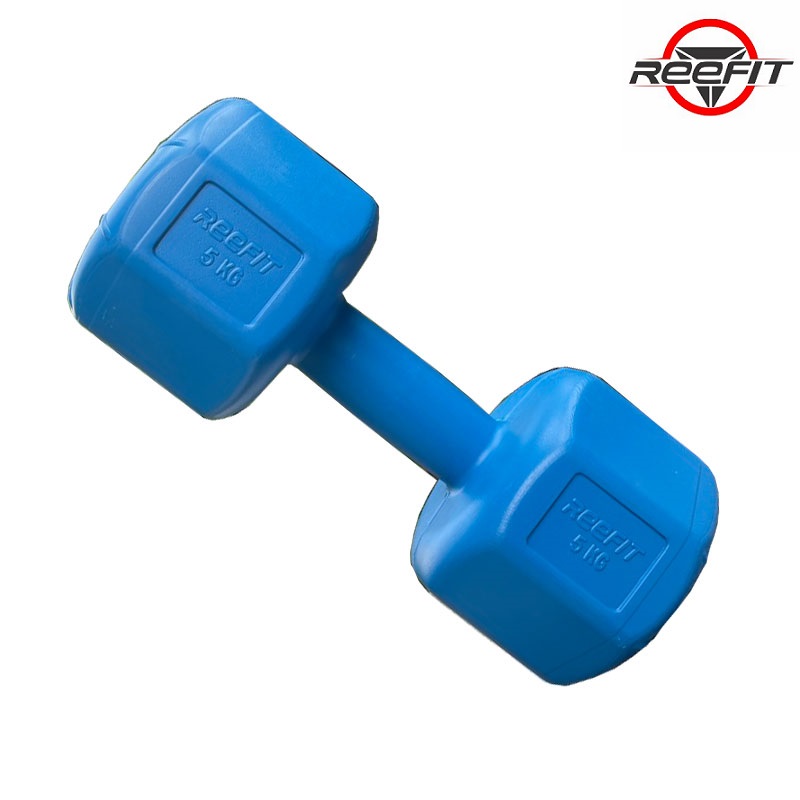 Bộ 2 tạ tay nhựa bát giác Reefit 5kg có ruột (gồm 2 cục 5kg)