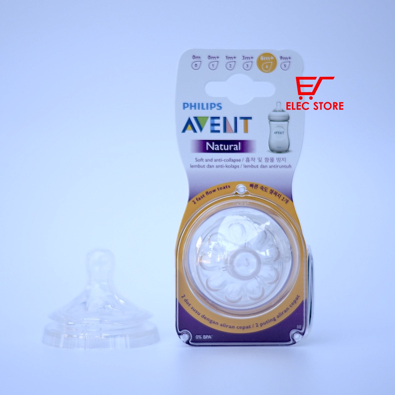 Núm vú thay bình sữa Philips AVENT Natural 2.0 đủ size (giá 1 cái)