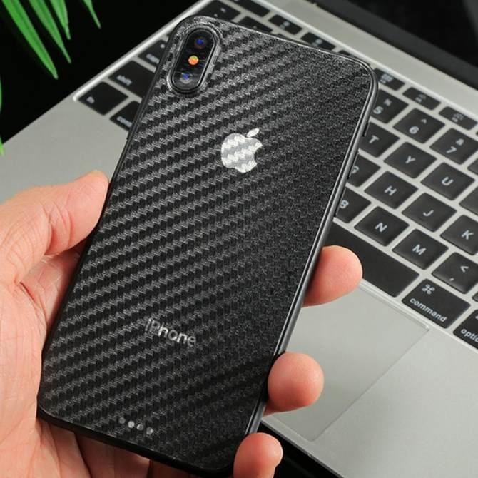 Miếng dán vân cacbon mặt lưng 3D dành cho iphone X/Xs/Xs max (trong suốt)