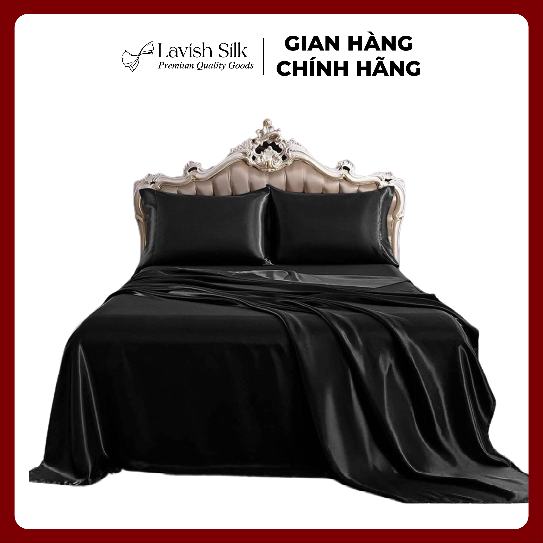 Ga Giường Drap Lẻ Phi Lụa Lavish Silk cao cấp mát lạnh hàng loại 1  - Đen