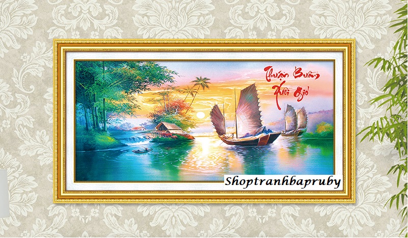 Tranh đính đá thuận buồm xuối gió lg1082 kích thước 120 x 60 cm