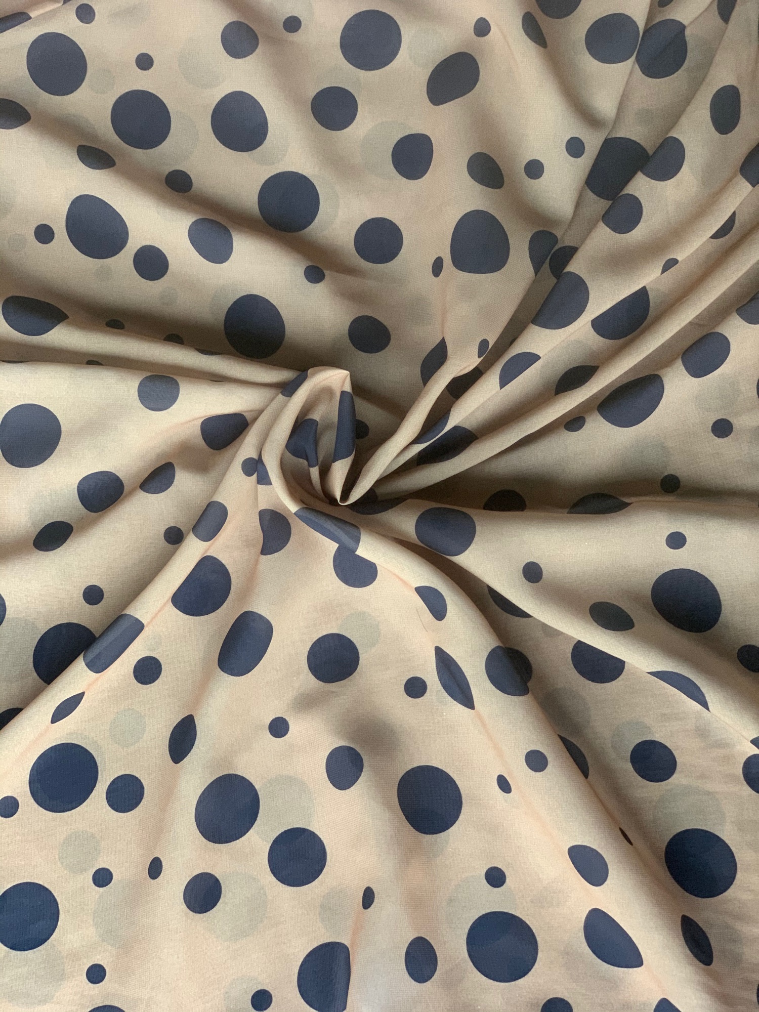 1m Vải Chiffon chấm bi màu cỏ úa