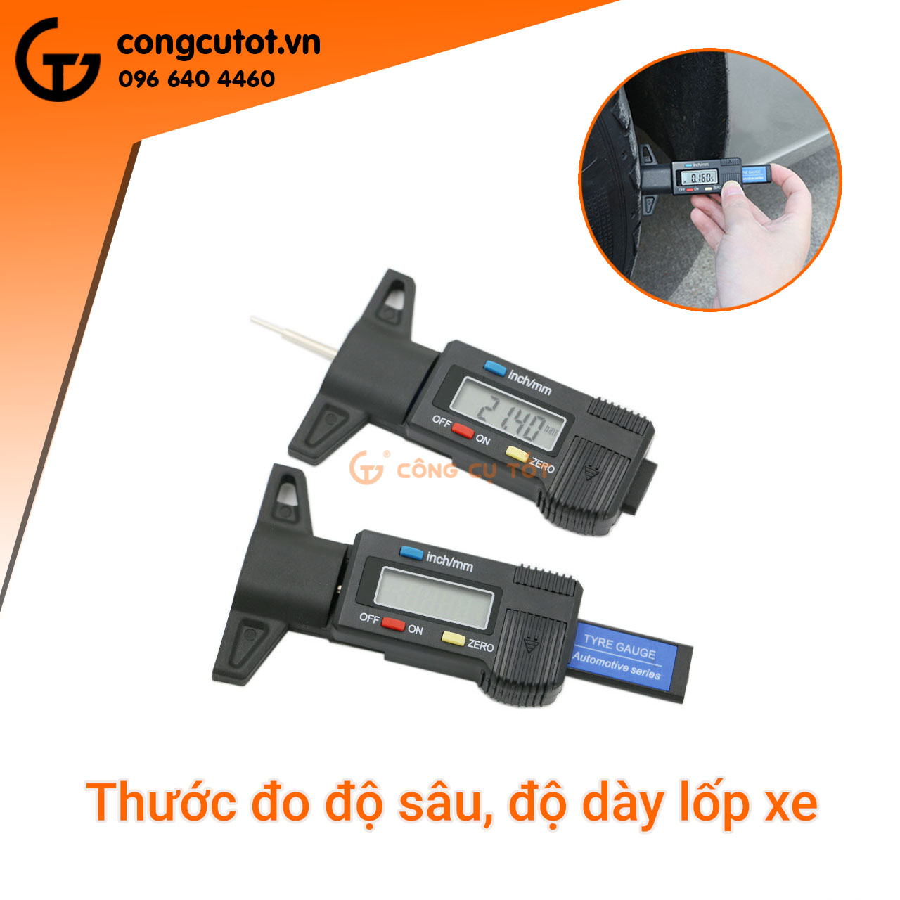 Thước đo độ sâu, độ dày lốp xe mẫu tùy chọn