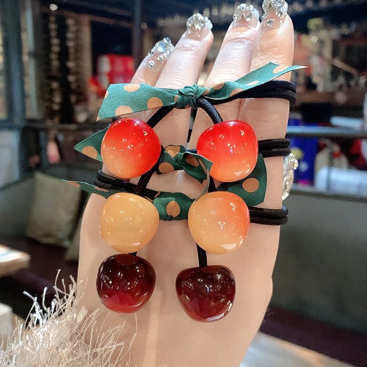 Dây cột tóc hình trái cherry p075