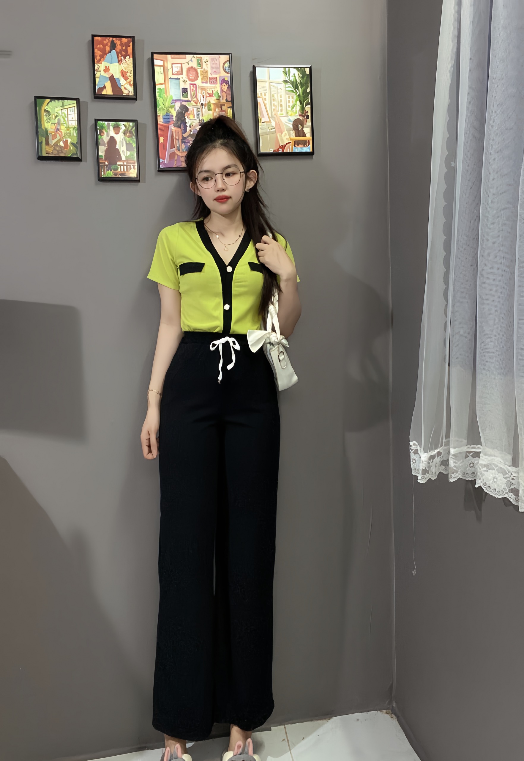 SET BỘ ỐNG RỘNG CỔ TIM CHẤT THUN GÂN SIÊU HOT