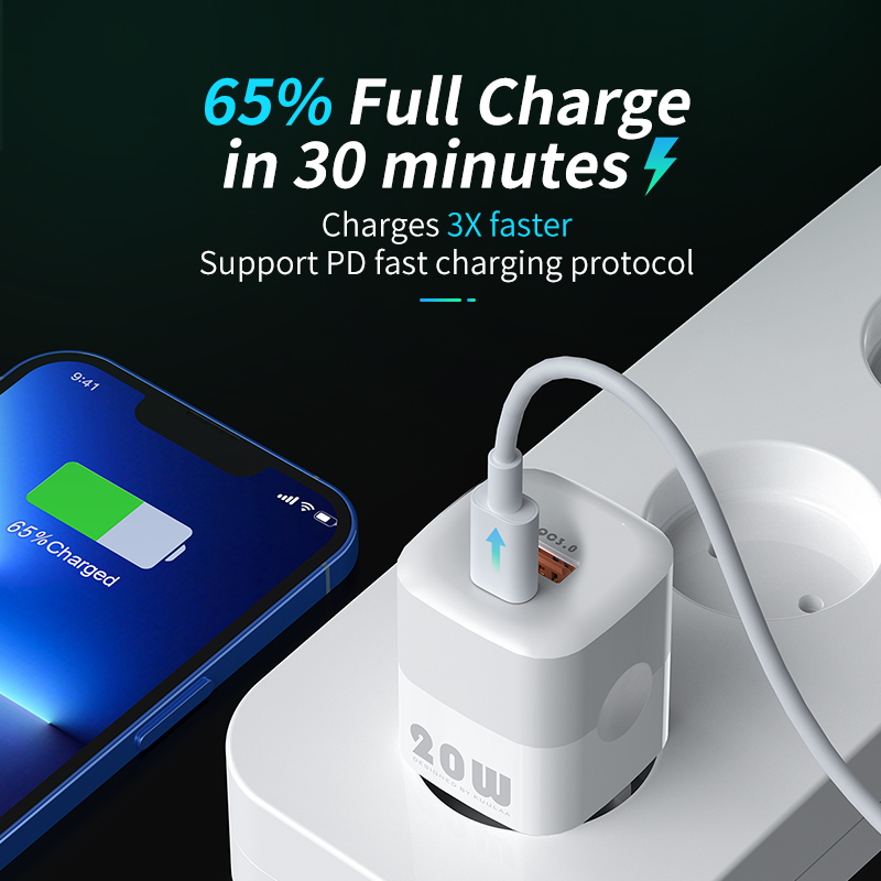 KUULAA GaN PD 20W Fast Charging USB C Charger For iPhone 15 Pro Max Xiaomi Huawei Samsung Charger For iPad Air 4 iPad 2020 Mini Pro