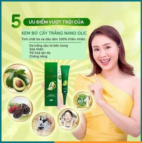 Kem bơ cấy trắng nano olic