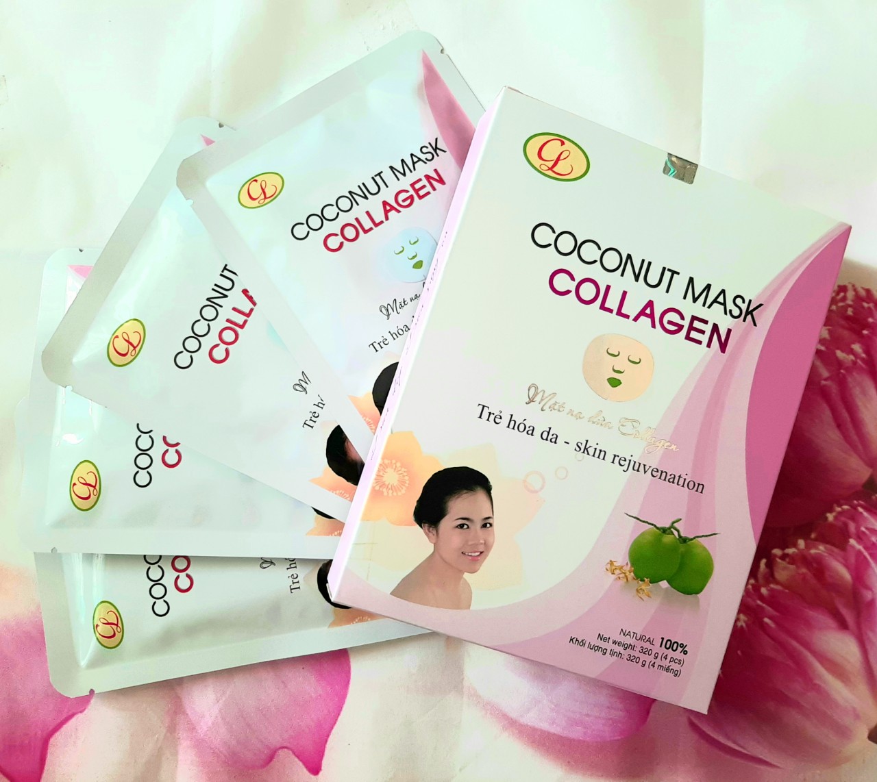 [HCM]Mặt nạ dừa collagen Cửu Long hộp 4 miếng