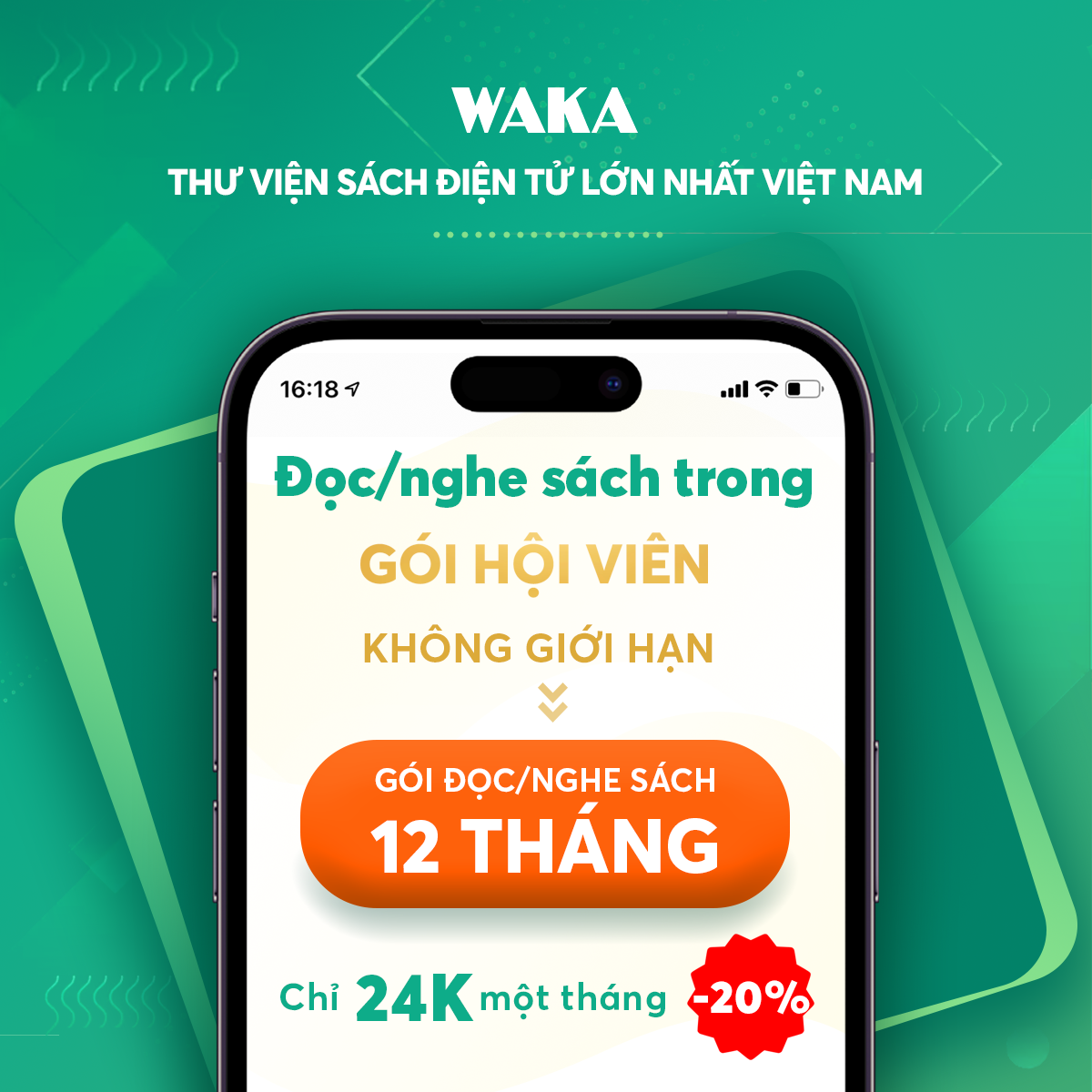Thẻ đọc sách điện tử Waka 12 tháng