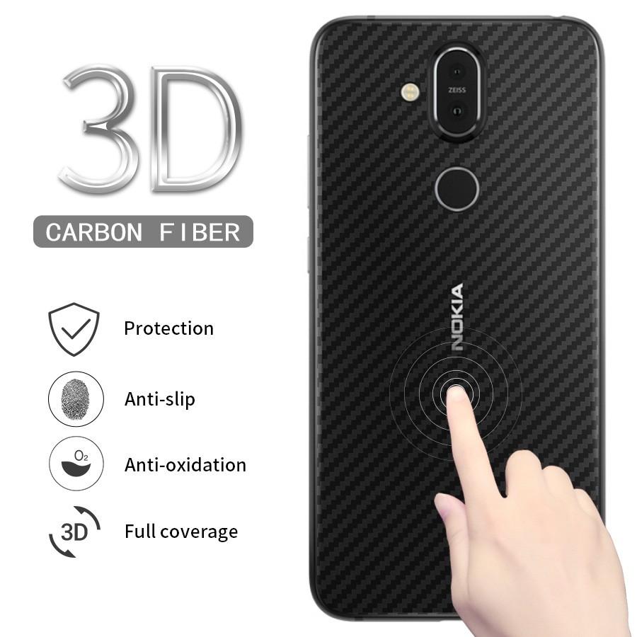 Combo 3 tấm dán lưng mặt sau vân carbon 3D trong suốt chống xước cho điện thoại Nokia 8.1 , Nokia X7