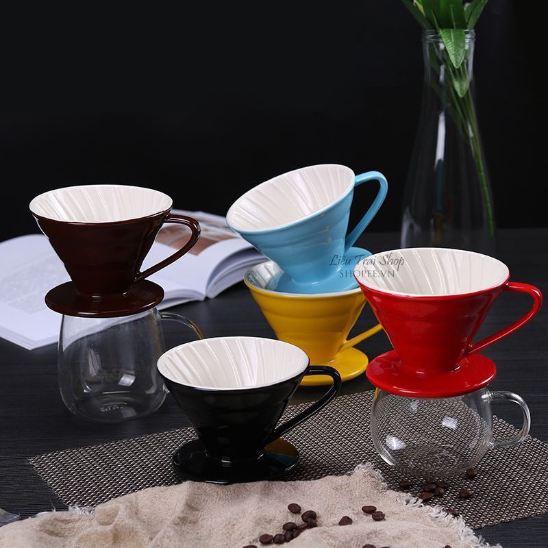 Phễu V60 bằng sứ mẫu xoắn ốc dùng pha Pour Over