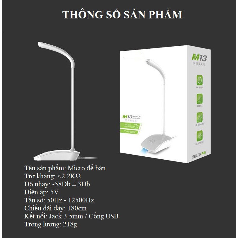 Microphone Máy Tính️FREESHIP️Micro Thu Âm Để Bàn Cho Máy Tính, Laptop M13