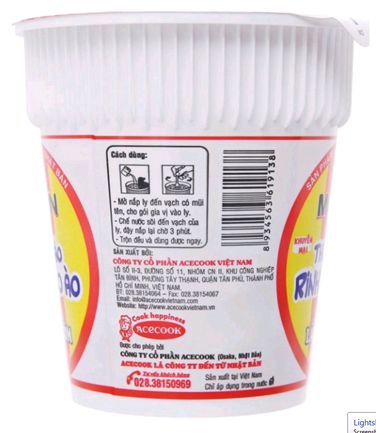 1 ly Mì Modern lẩu Thái tôm ly 65gr