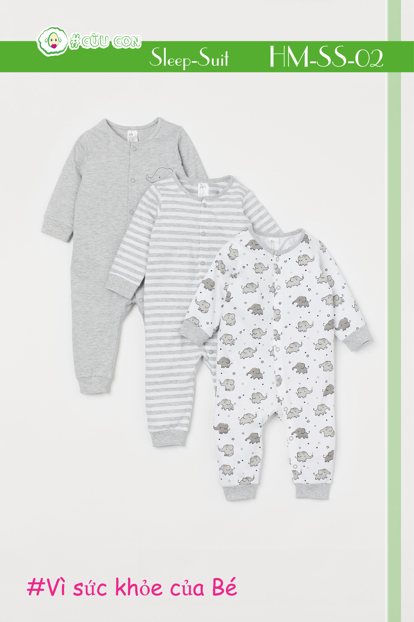 Set áo Sleepsuit H&M UK Auth - SS02