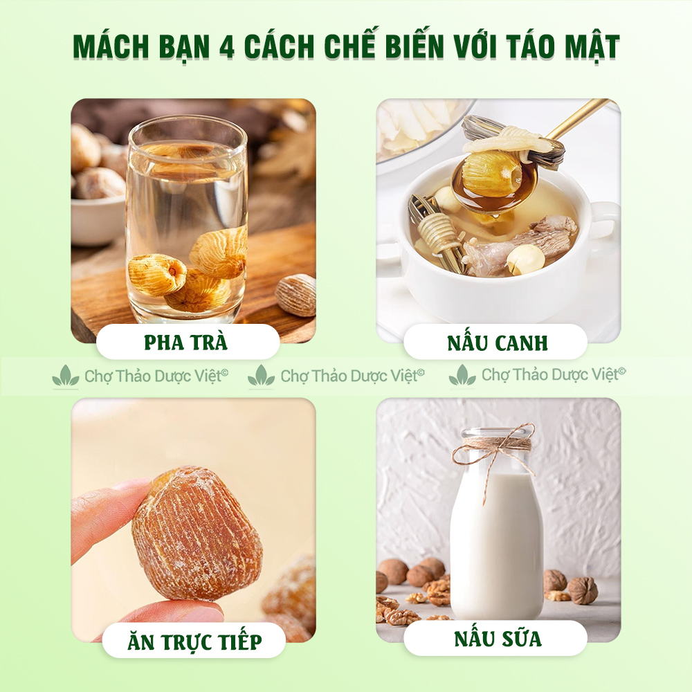 Táo mật khô 100g, quả táo mật, tẩm đường, dùng pha trà, nấu canh, nấu sữa hạt, ăn vặt thơm ngon
