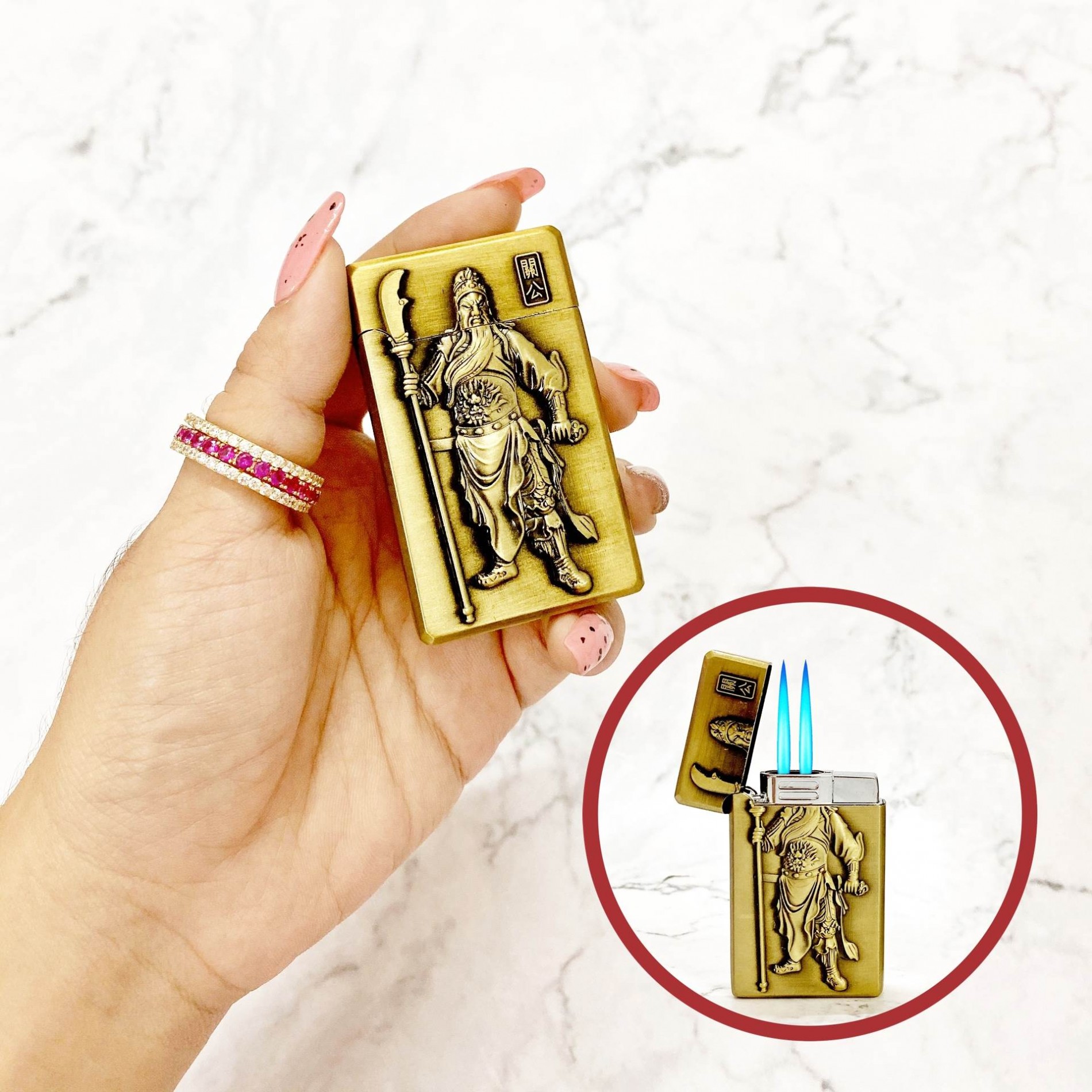 BẬT LỬA KHÈ BẤM NGANG 2 TIA HÌNH BÁT MÃ (MÃ ĐÁO THÀNH CÔNG) - (XÀI GAS)
