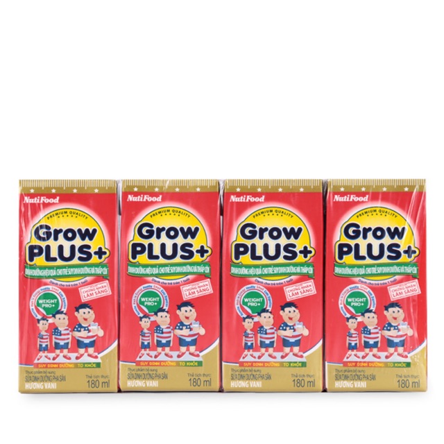 Lốc 4 Hộp Sữa Bột Pha Sẵn GrowPLUS+ Đỏ 180ml (cho bé tứ 1 tuổi giúp bé phát triển chiều cao cân nặng)