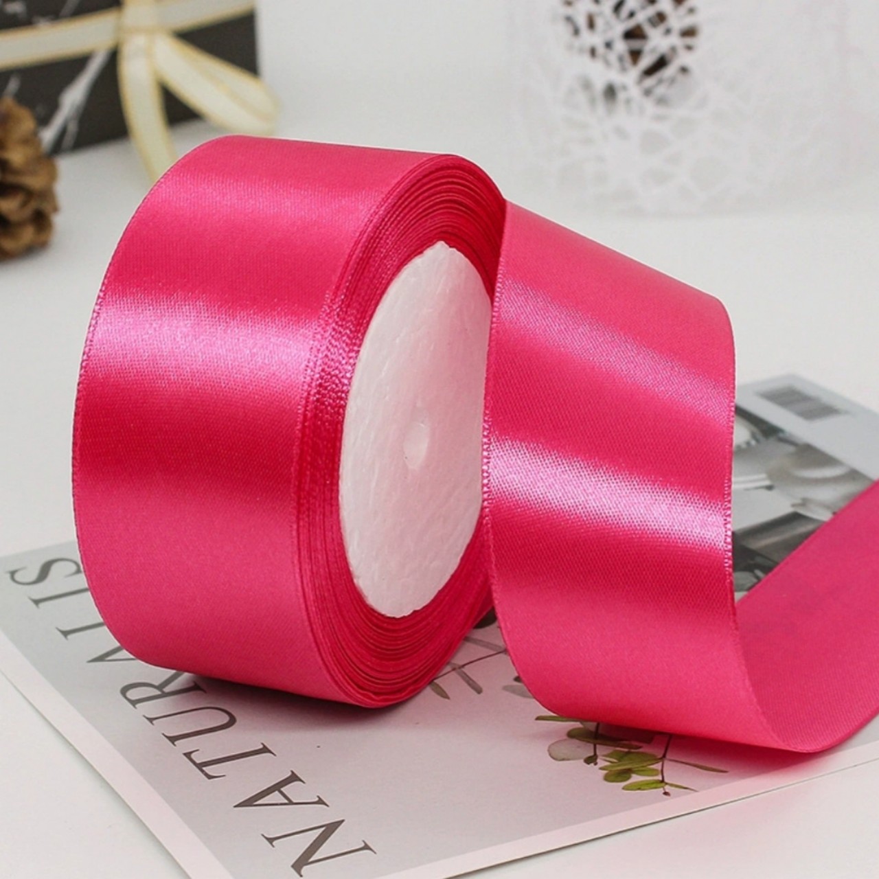 (lố 5 cuộn) Ruy băng Vải lụa stain ♤ bản rộng 4cm♡