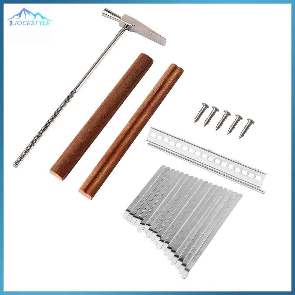 17 Keys Kalimba DIY Steel Keys Wood Bridge Steel Tuning Hammer Kit Thumb Piano Accessories