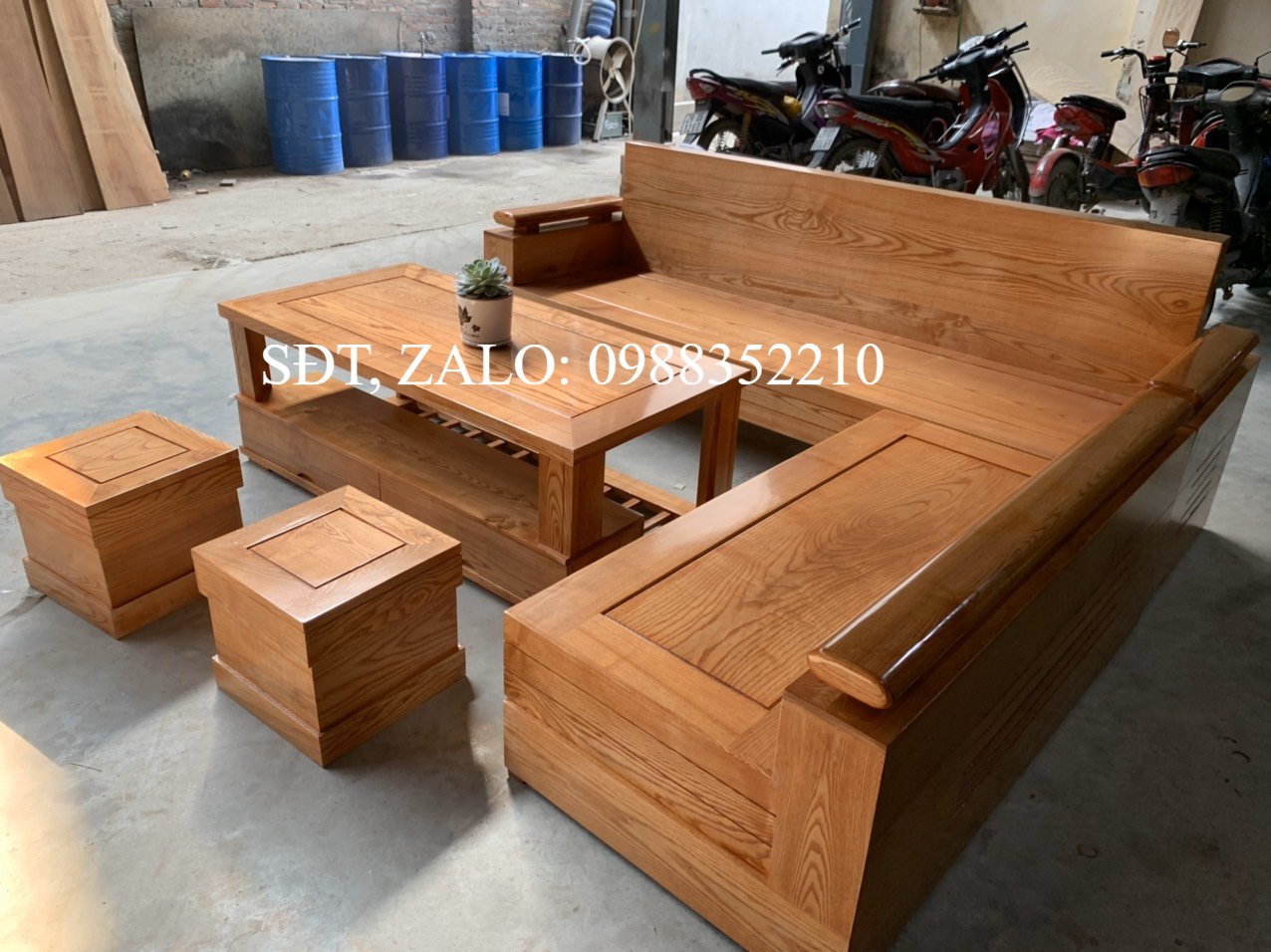 BỘ BÀN GHẾ GỖ SỒI NGA PHÒNG KHÁCH kiểm hàng trước khi thanh toán