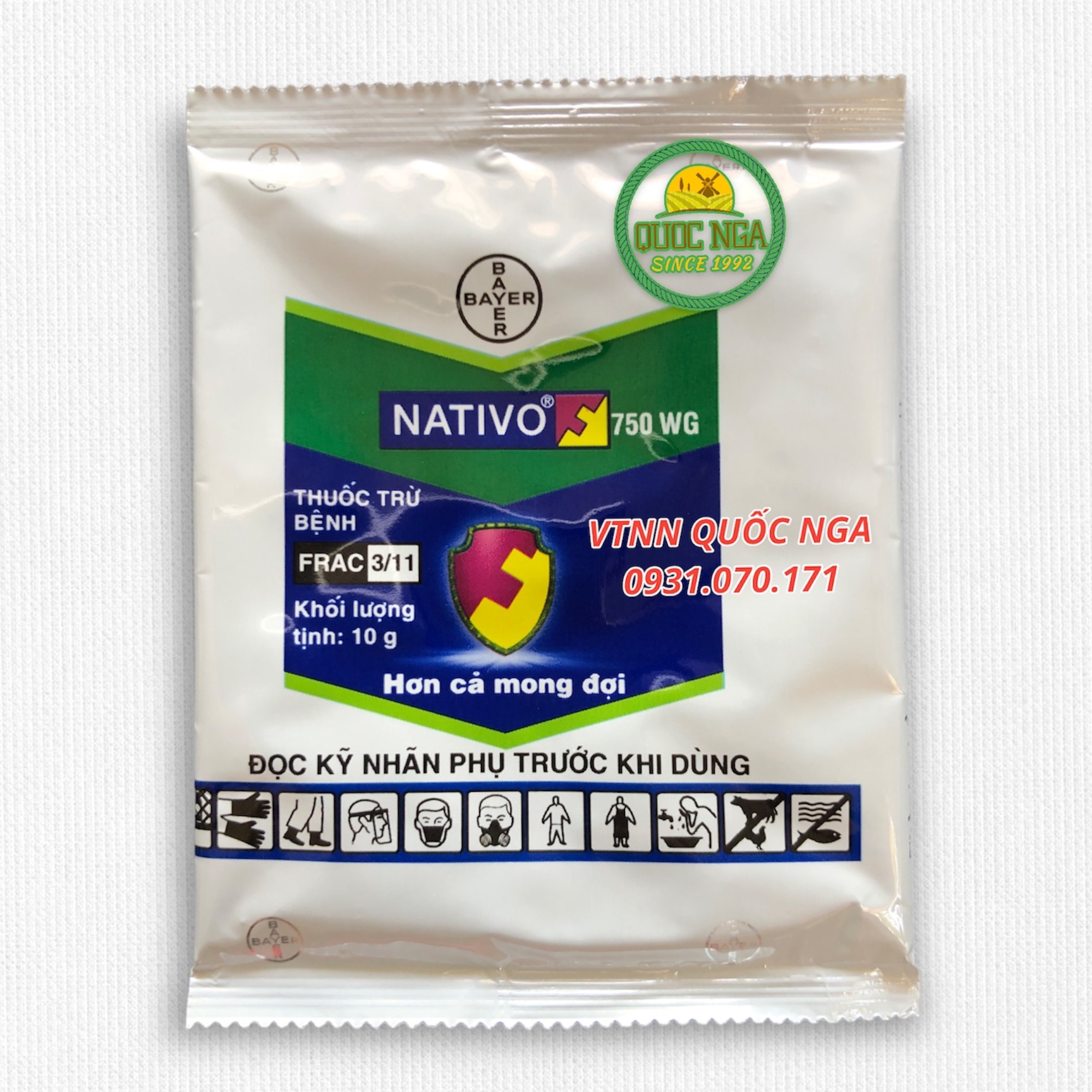 NATIVO 750 WG GÓI 10gr - CHUYÊN TRỪ BỆNH ĐỐM LÁ, THÁN THƯ, PHẤN TRẮNG TRÊN HOA HỒNG
