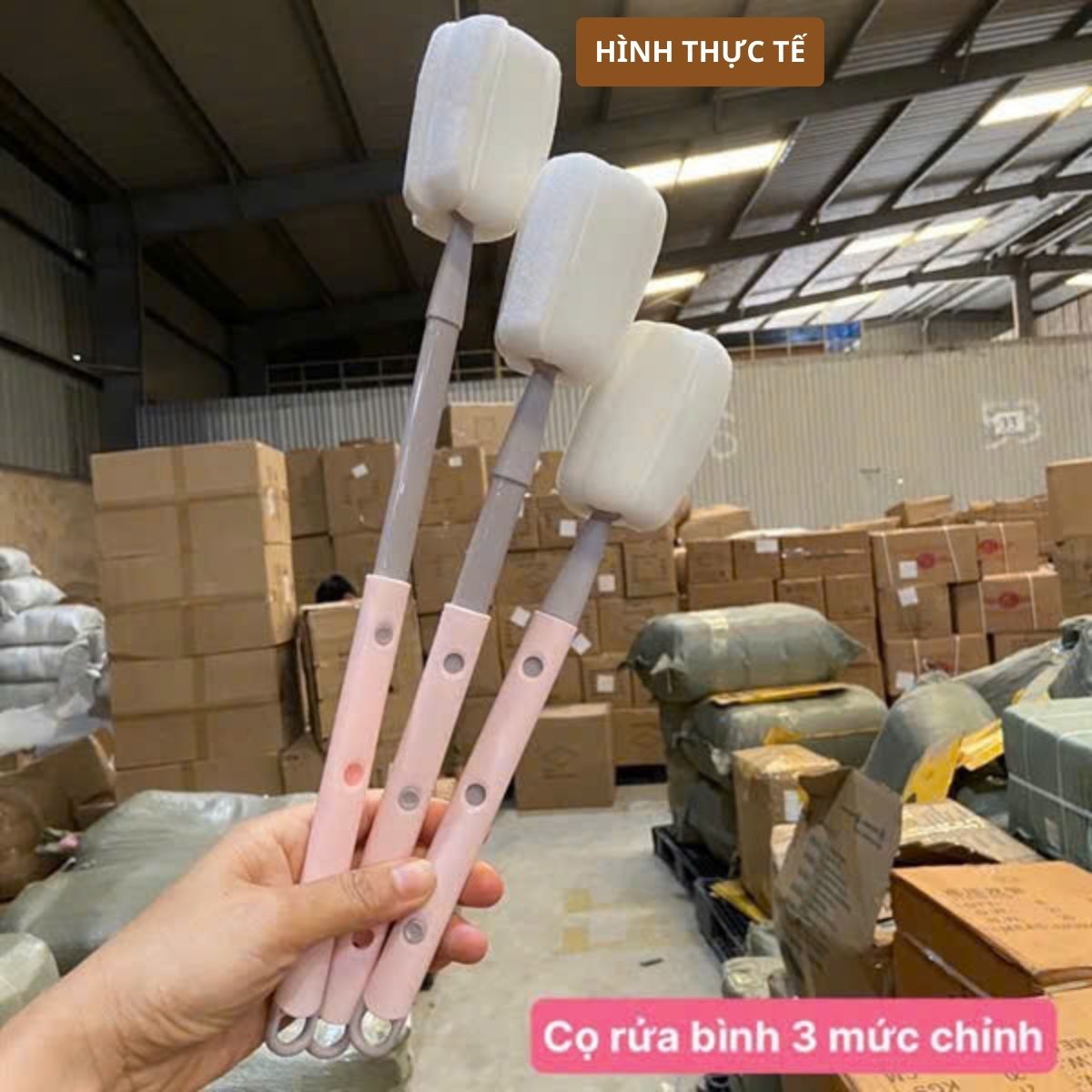 Bộ cọ rửa bình đầu mút xốp làm từ bọt biện rửa sạch mọi vết dơ, 3 nấc chiều dài tối đa 40cm sủ dụng tiện lợi