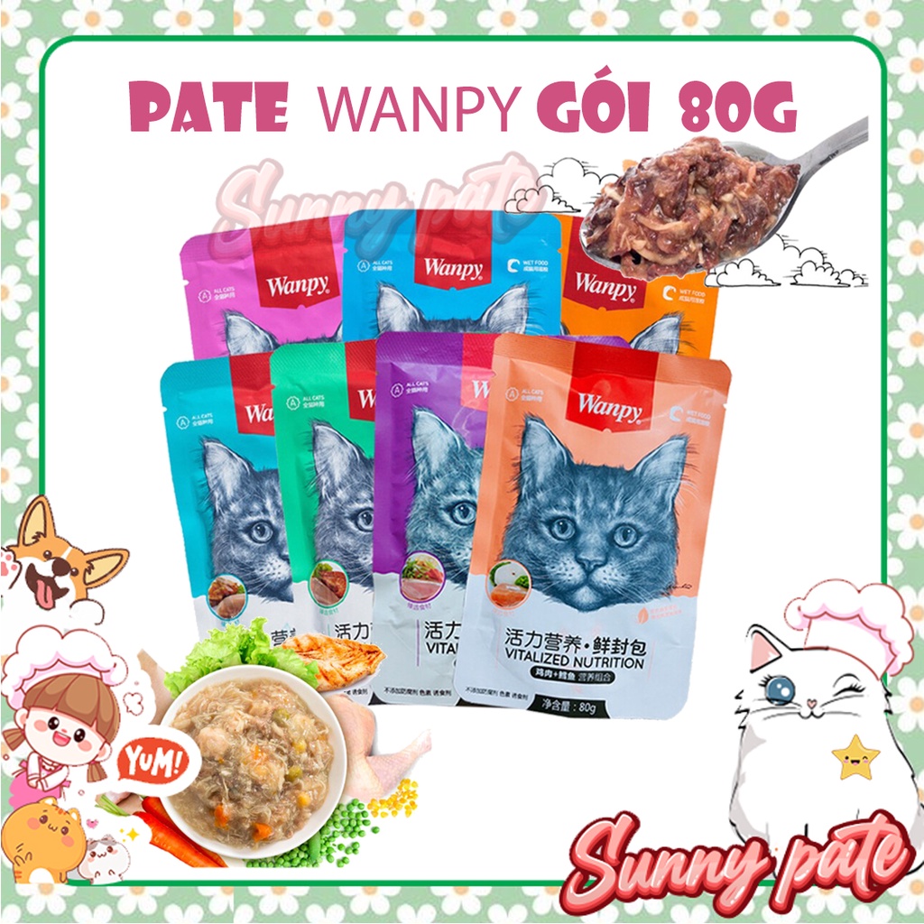 PATE WANPY cho mèo gói 80g 7 vị hấp dẫn thơm nứt mũi
