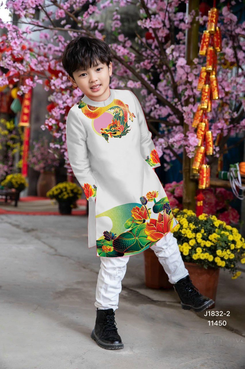 áo dài cách tân. rồng hoa sen