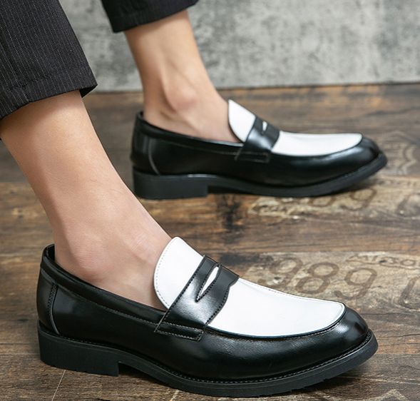 [Hoàn Tiền 15%] Giày Tây Lười Penny Loafer Black White Da Không Nhăn SG1094 Saosaigon