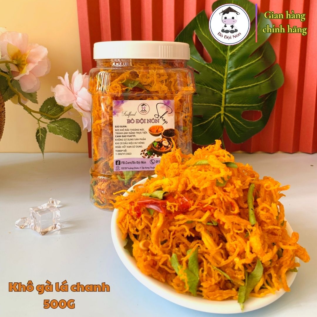 Khô Gà Lá Chanh 1kg (Đóng 2 hũ) Bò Đội Nón