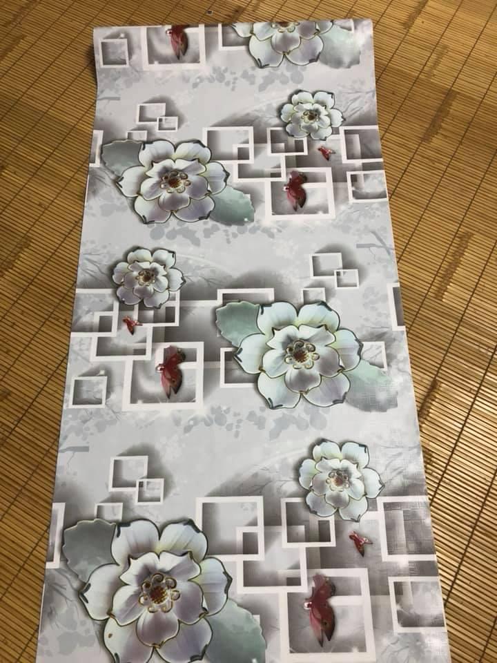 Combo 10M giấy decal dán tường mẫu sen đá 3D khổ 45cm có sẵn keo