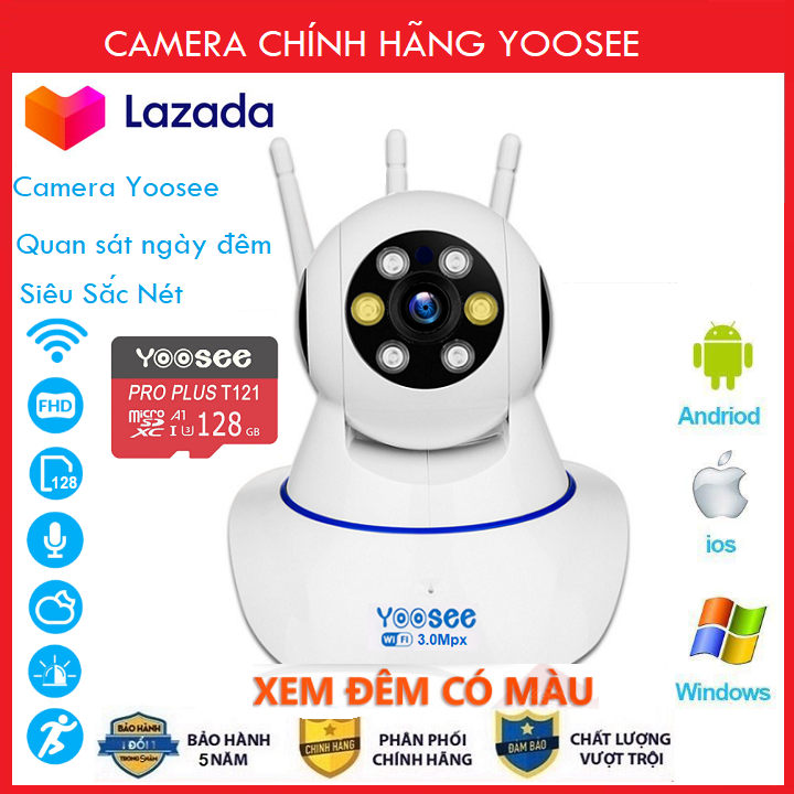 >> BÁO GIÁ CAMERA WIFI YOOSEE 3 RÂU Z01T THẾ HỆ MỚI QUAN SÁT 24/24, XOAY 360 ĐỘ HÌNH ẢNH CHẤT LƯỢNG BH12T | Shopee Lazada Sendo Tiki mới nhất 62 ( Camera Thẻ SD YOOSEE 128 GB, BẢO HÀNH 60 Tháng )Camera IP Wifi Yoosee 3 Râu 8 Led Xem Đêm Có xoay 360 độ, độ phân giải FULL HD 3.0MP 1920x1080p Không Dây,Camera trong nhà, Camera hồng ngoại tích hợp ghi âm