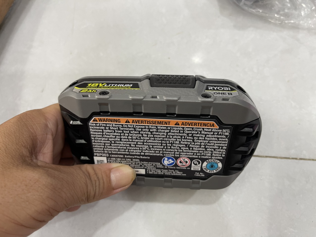 Pin Ryobi 18V Lithium HIGH PERFORMANCE 2Ah PBO003