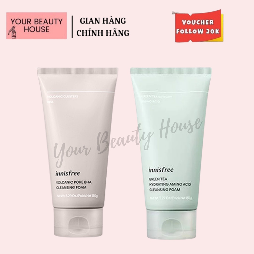 [Innisfree] Sữa Rửa Mặt Trà Xanh & Tro Núi Lửa MẪU MỚI150ml