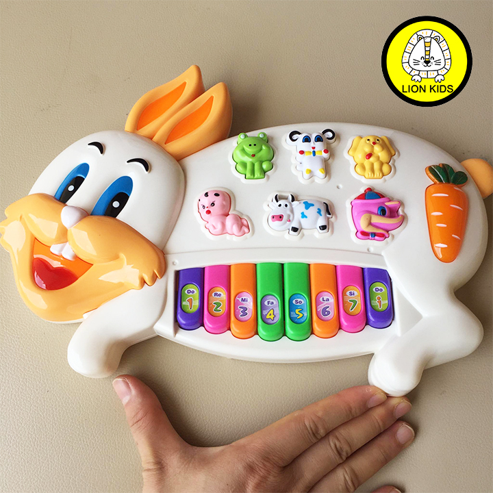 Đồ Chơi Đàn Piano Hình Thỏ Có Nhạc Đèn Cho Bé