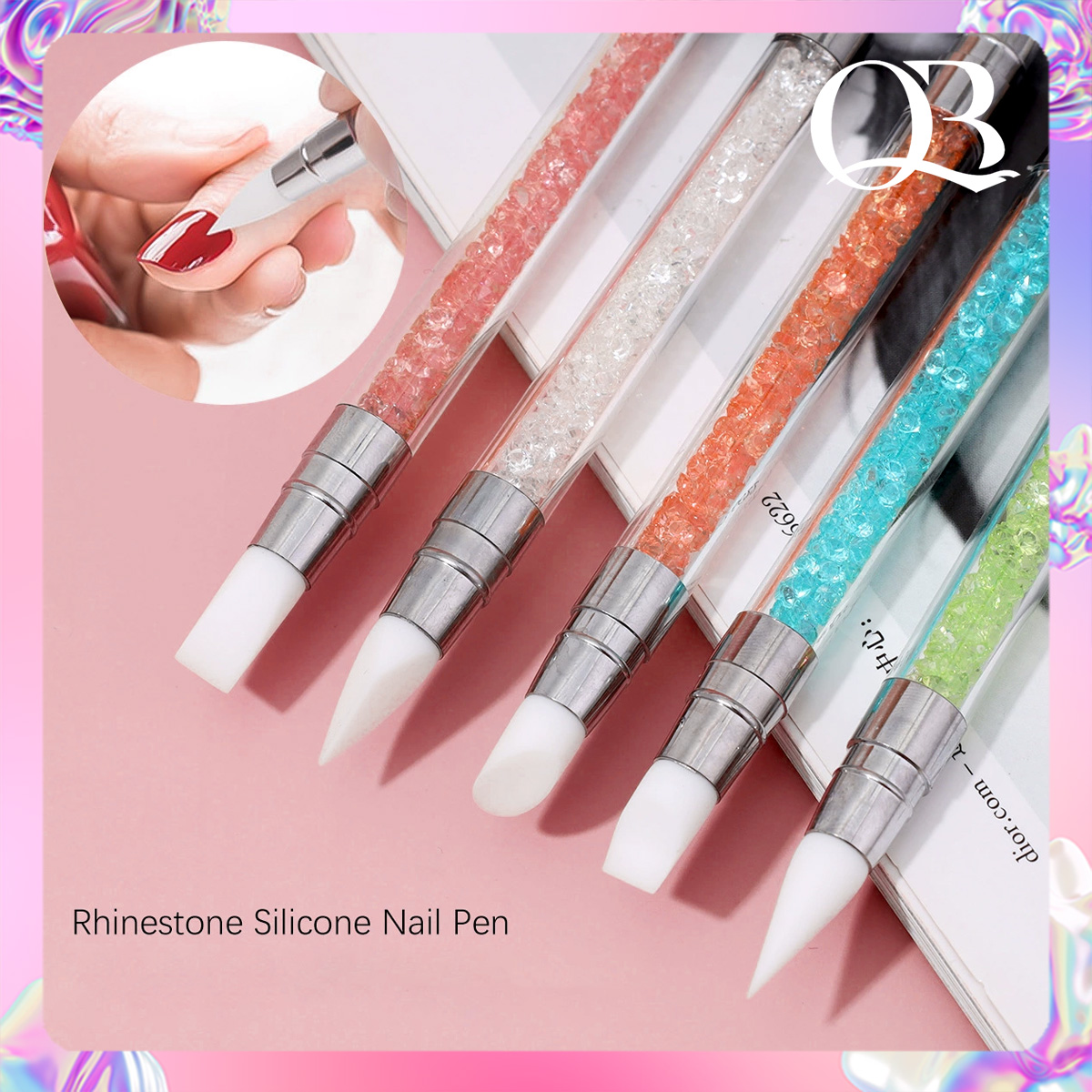 Cọ silicon 2 đầu nặn hoa 4D, chà tráng gương, miết sticker cán đá