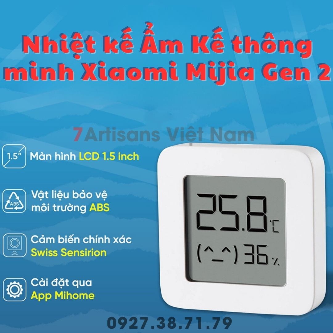 (CÓ SẴN) Nhiệt Kế Xiaomi - Ẩm Kế thông minh Xiaomi Mijia Gen 2 (Đời 2) Kết Nối Bluetooth Với Smartphone - Tablet Theo Dõi Qua App và được tặng kèm Pin CR2032