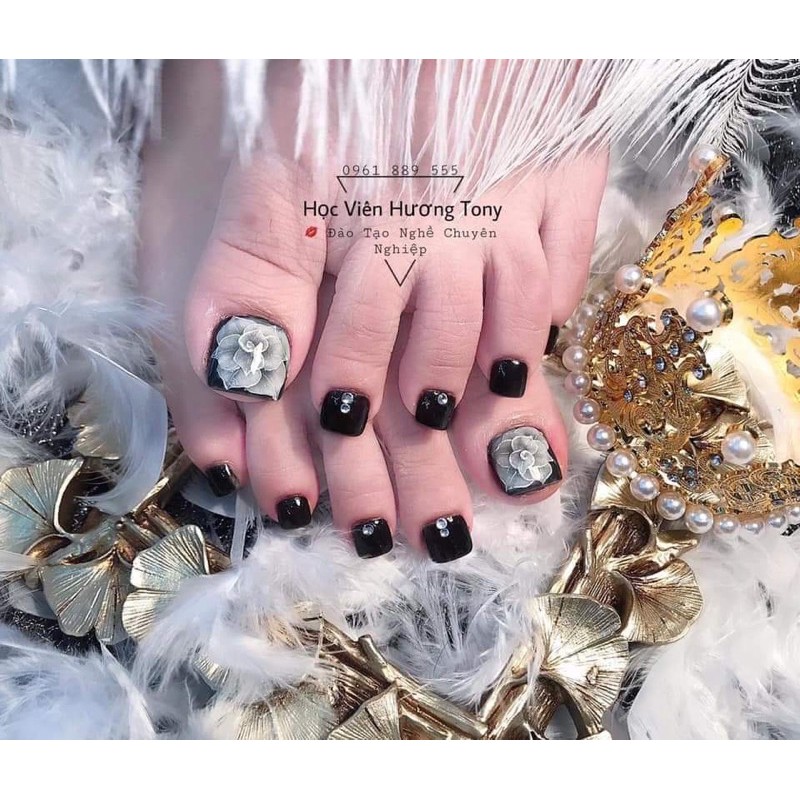 Hoa ẩn móng chân siêu xinh, hoa bột ẩn chân MOON NAIL
