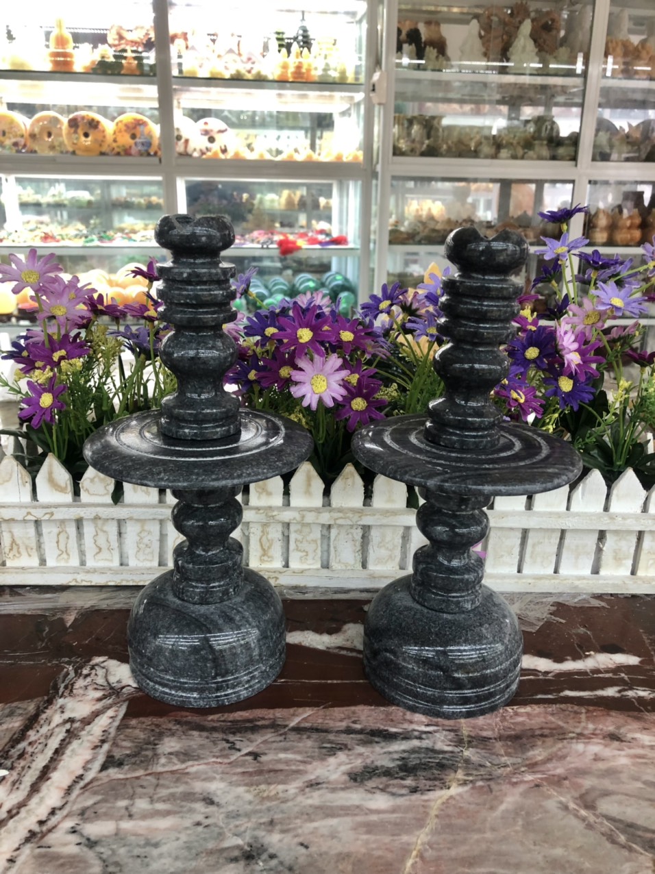 Bình bông lọ cắm hoa ống trúc trang trí đá ngọc hoàng long - Cao 18cm