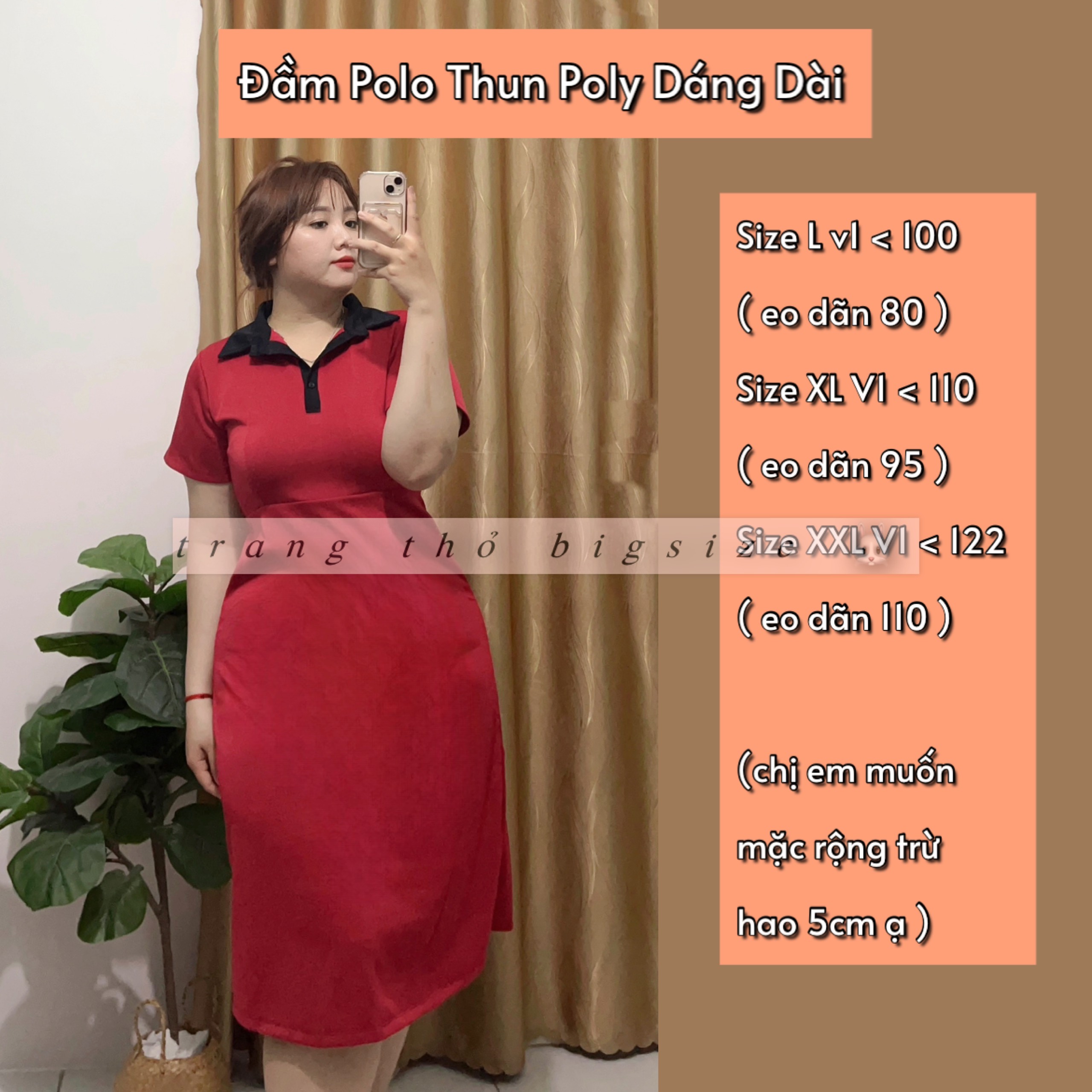 [TMINT BIGSIZE] Đầm Polo Xuông Dáng Dài Bigsize 65-90kg