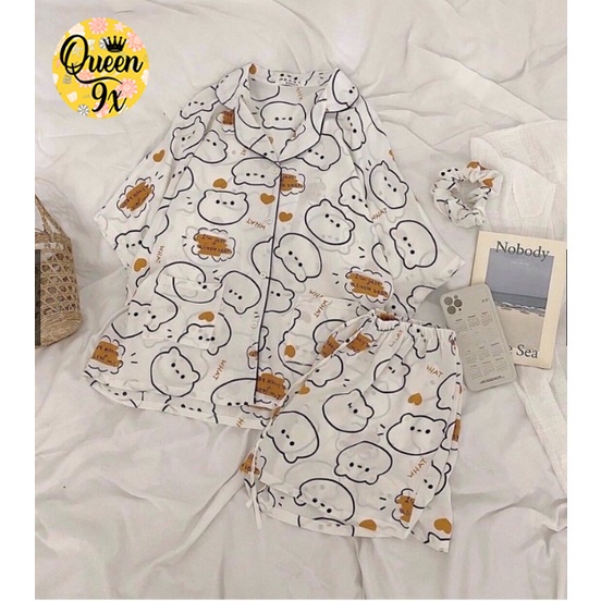 Bộ Pijama, Đồ Bộ Mặc Nhà Nữ Dáng Cộc Dễ Thương Cute