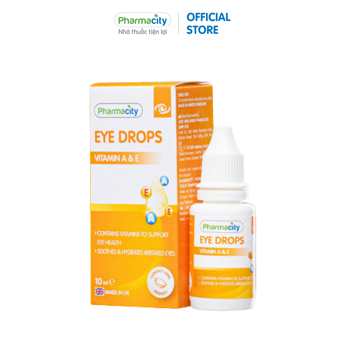 Dung dịch nhỏ mắt Pharmacity Eye Drops - Vitamin A & E (Chai 10ml/ Hộp)