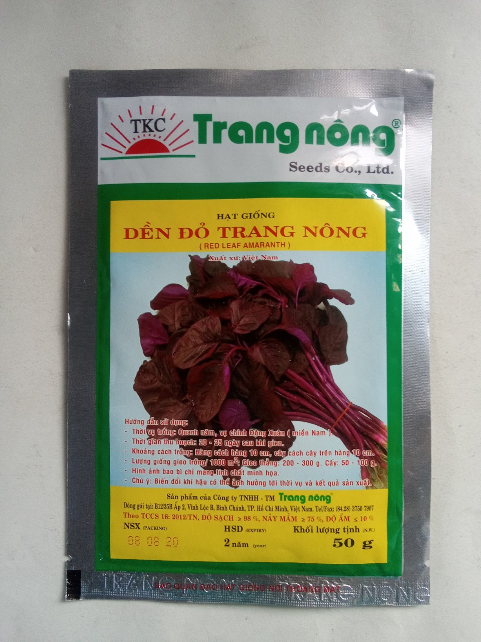 50Gr Hạt Giống Rau Dền Đỏ Trang Nông