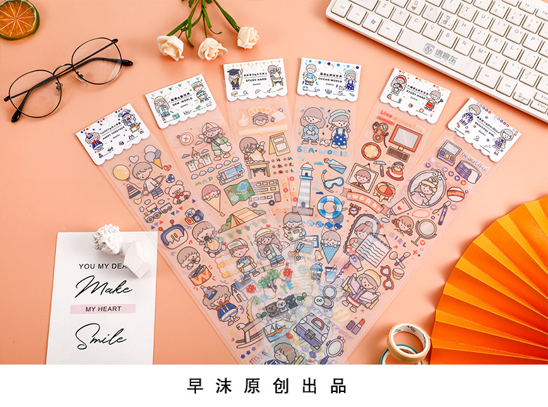 Sticker chibi zaomo bản dài trong suốt (chất pvc)