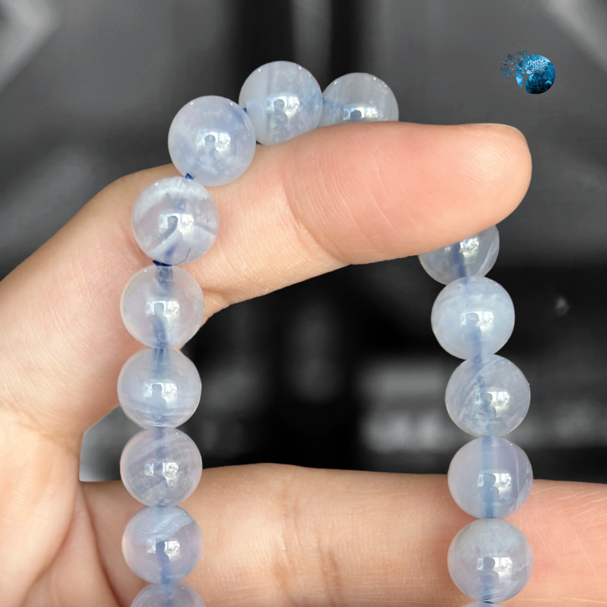 Vòng tay đá blue lace agate 8mm
