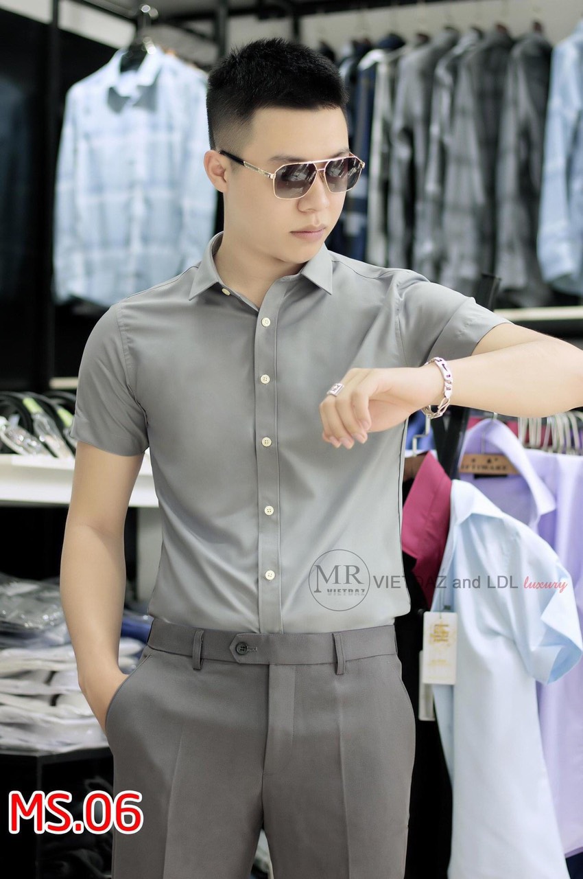 Áo sơ mi nam ngắn tay vải lụa mịn  cao cấp vải đẹp hàng chuẩn như hình chất lượng