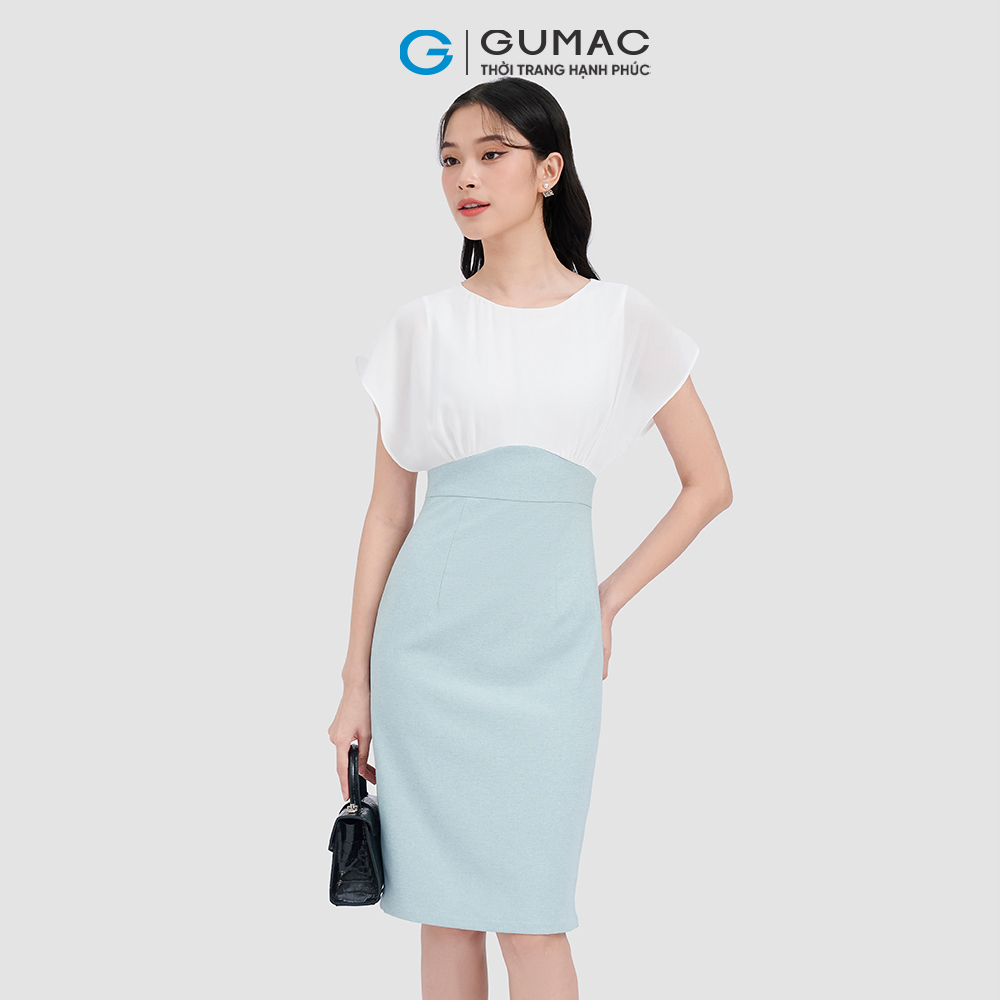 Váy đầm nữ đẹp dáng suông tay nhún điệu đà thời trang GUMAC mẫu mới DB325  chất liệu tơ xước thoải mái