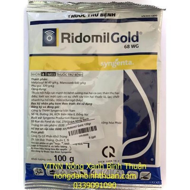 Ridomin Gold 68WG  Trừ bệnh vàng lá mai vàng, đốm lá hoa hồng, đốm lá hoa lan, chết nhanh hồ tiêu Ridomin Gold 68WG